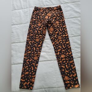Halloween Themed Kids Leggings - Black and Orange